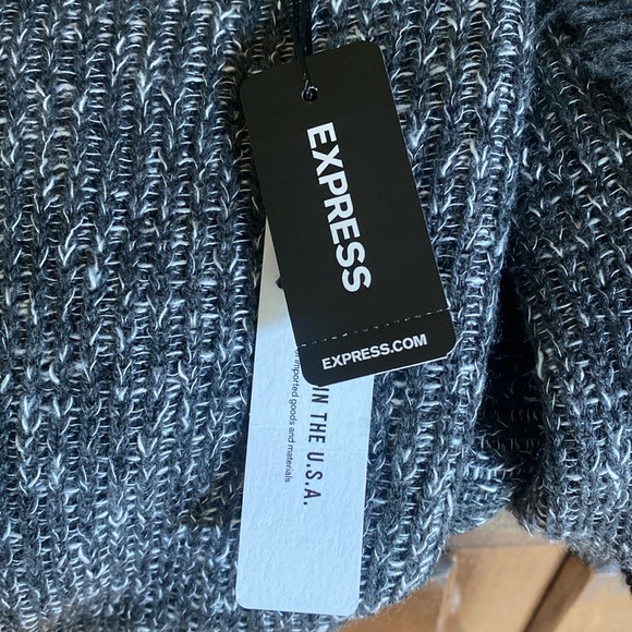 EXPRESS MADE IN THE USA GRAY FUZZY COYZ OPEN FRONT CARDIGAN XS NEW - Picture 6 of 9